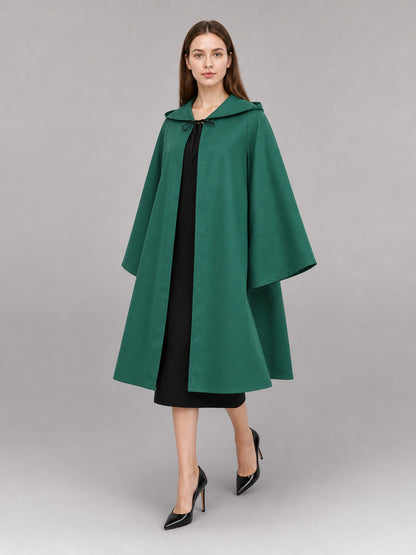 Long Green Carnival Cloak with Hood
