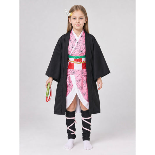 Nezuko Cosplay Costume with Horns, Accessory Set