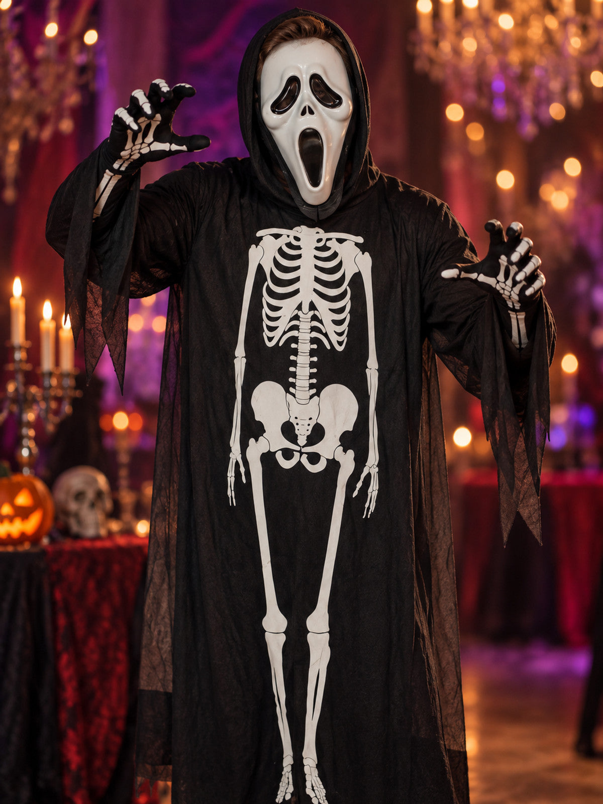 Skeleton Halloween Costume with Mask, 120 cm