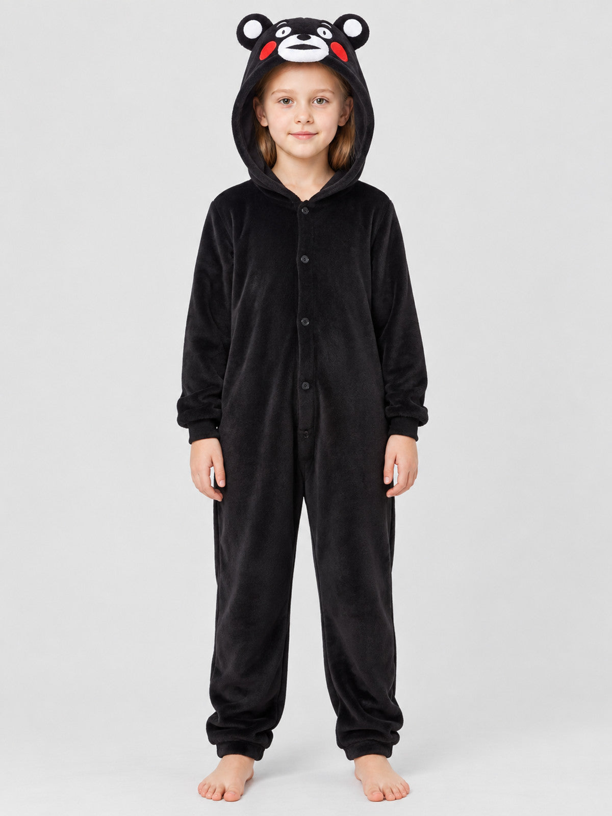 Flannel Hooded Pajama Jumpsuit with Ears
