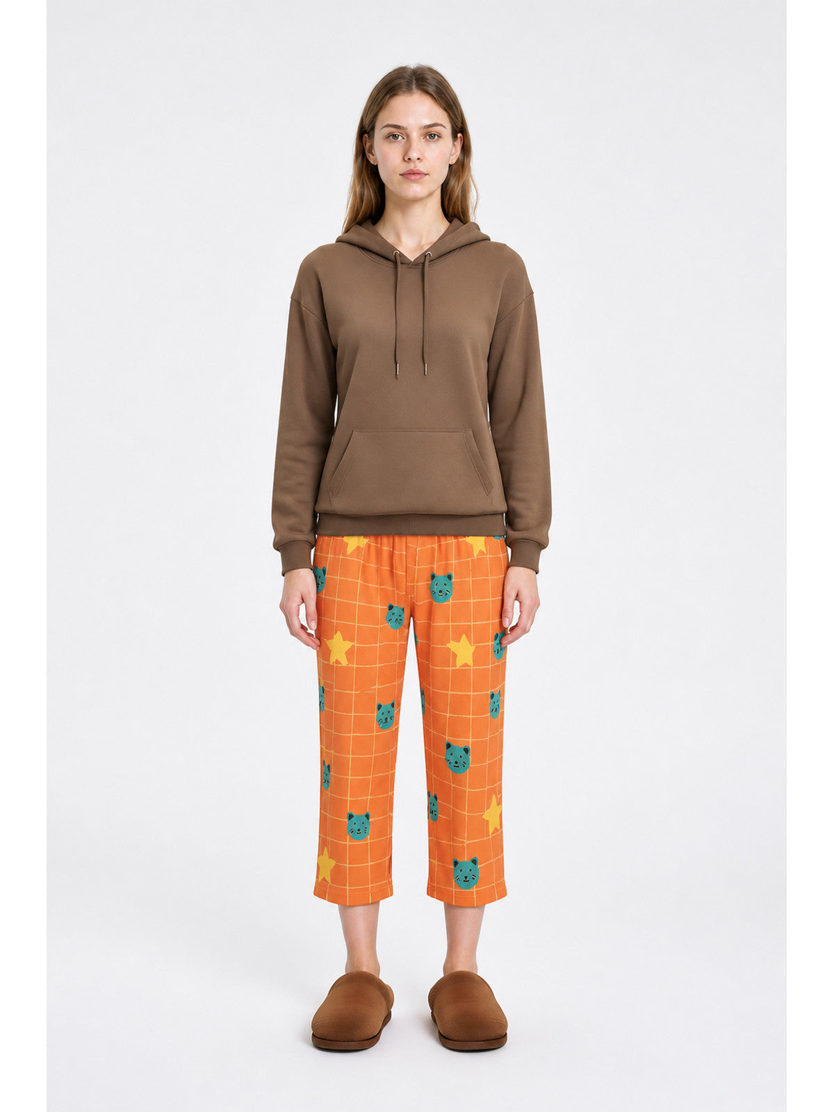 Hooded Pajama Set with Pocket and Print main product view