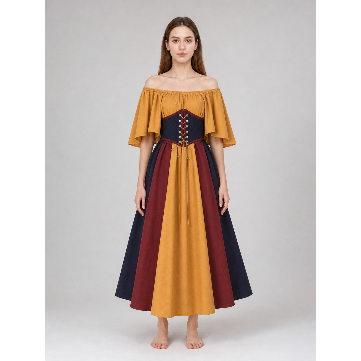 Medieval Dress with Corset Lacing and Sleeves