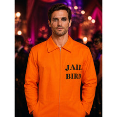 Men's Prisoner Jumpsuit With Jail Bird Print, Orange Halloween Outfit