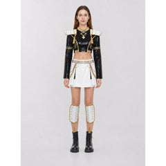 KPop Demon Hunters Zoey Black and Gold Stage Cosplay Costume