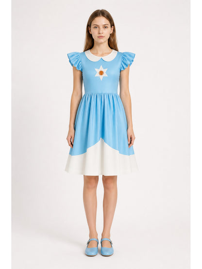 Blue Cosplay Dress with White Star and Ruffles main product view