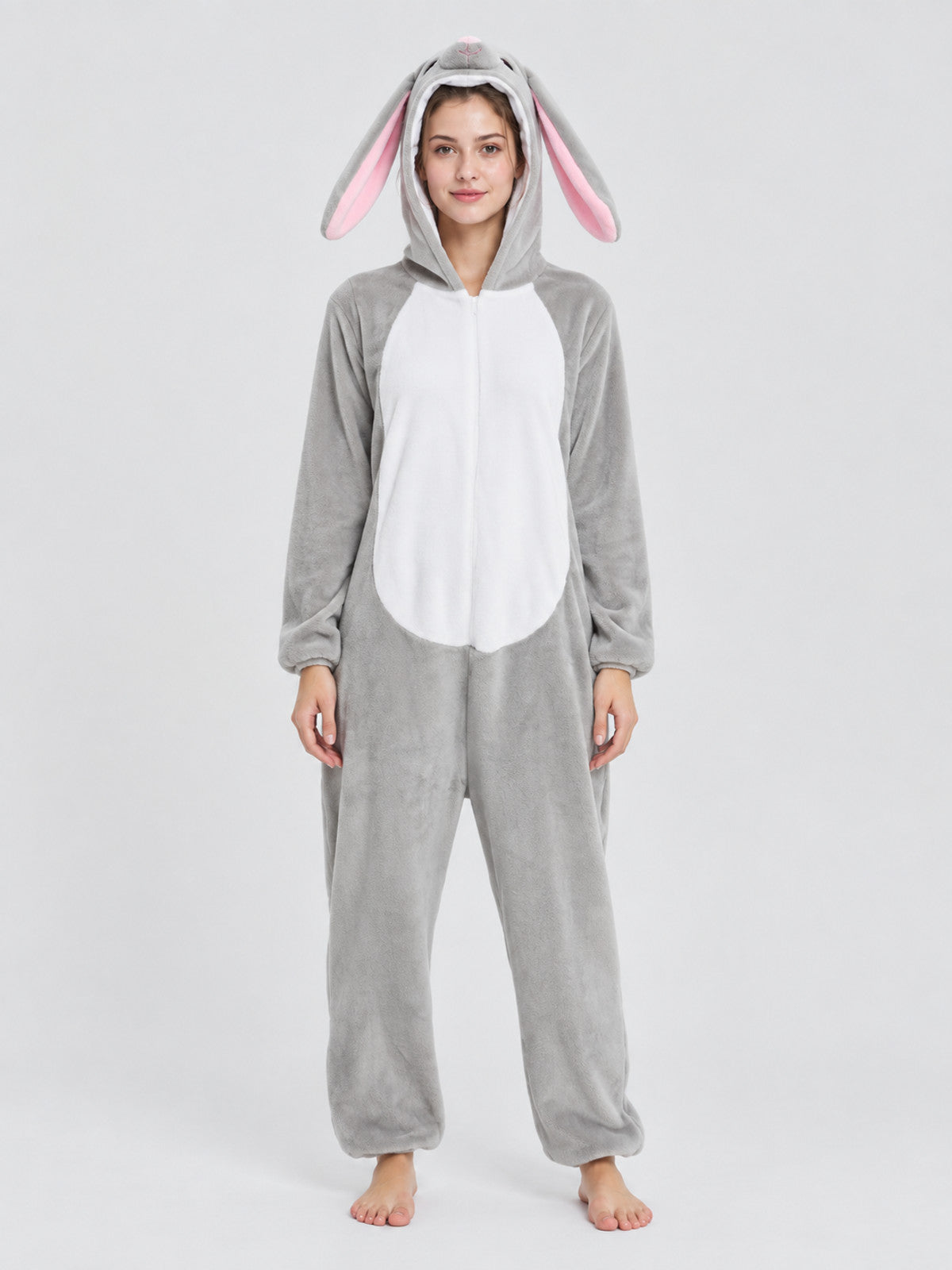 Kigurumi Pajama with Bunny Ears and White Panel