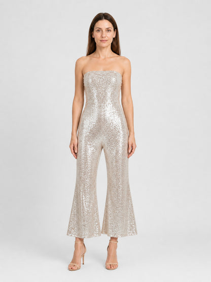 Sparkling Barbie Flare-Leg Jumpsuit for Cosplay on-model view