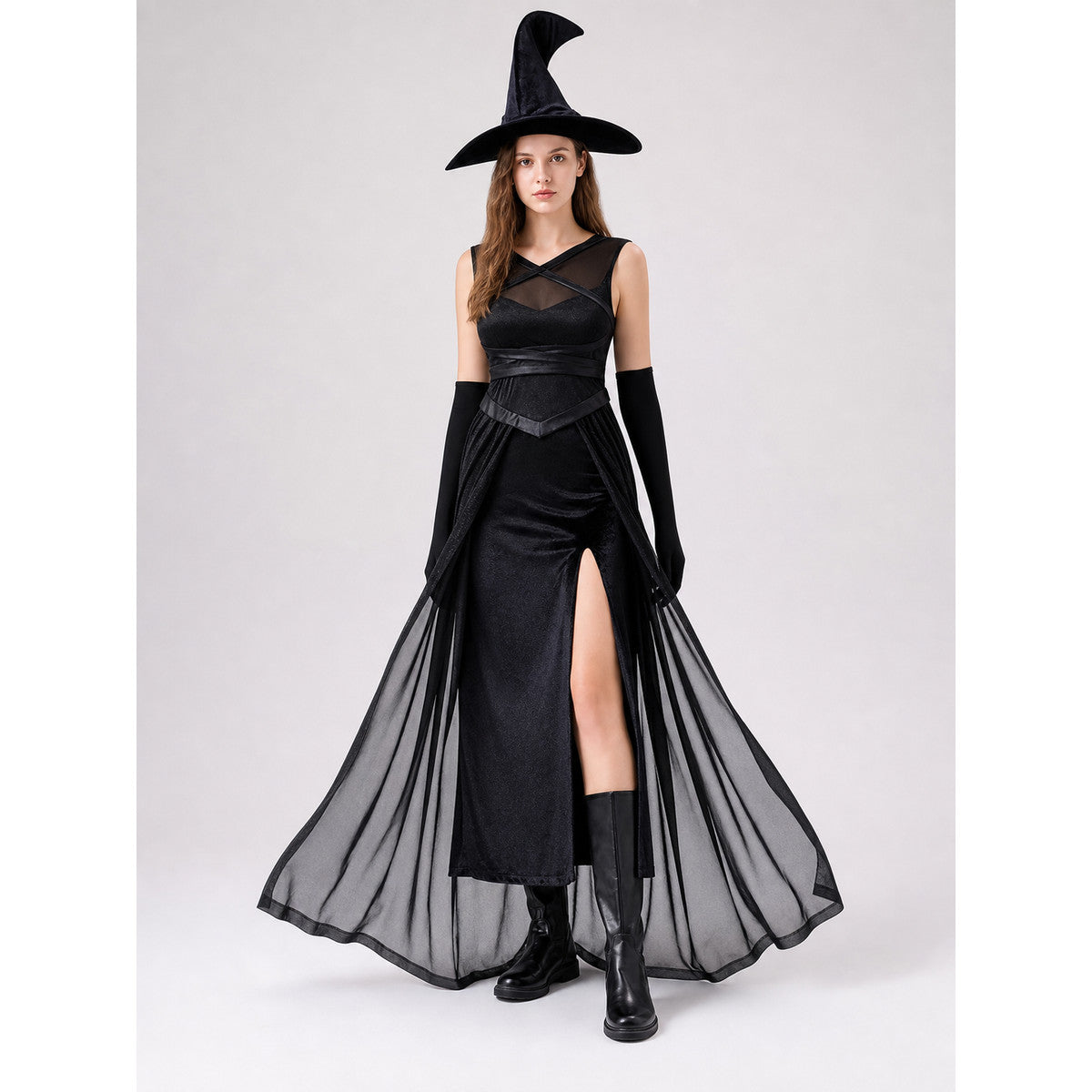 Halloween Witch Costume with Hat and Gloves