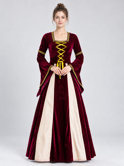 Carnival Dress with Yellow Lacing and a Flared Skirt