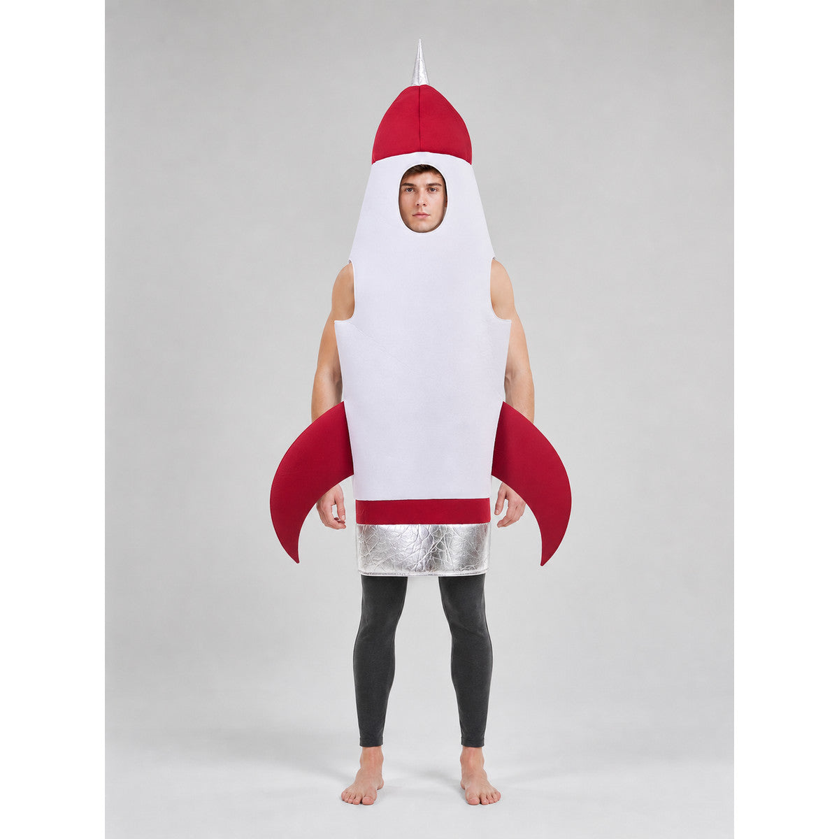 The rocket costume is designed in the shape of a space rocket and is suitable on-model view