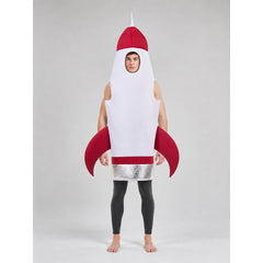 The rocket costume is designed in the shape of a space rocket and is suitable