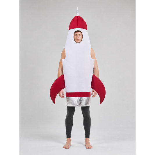 The rocket costume is designed in the shape of a space rocket and is suitable on-model view