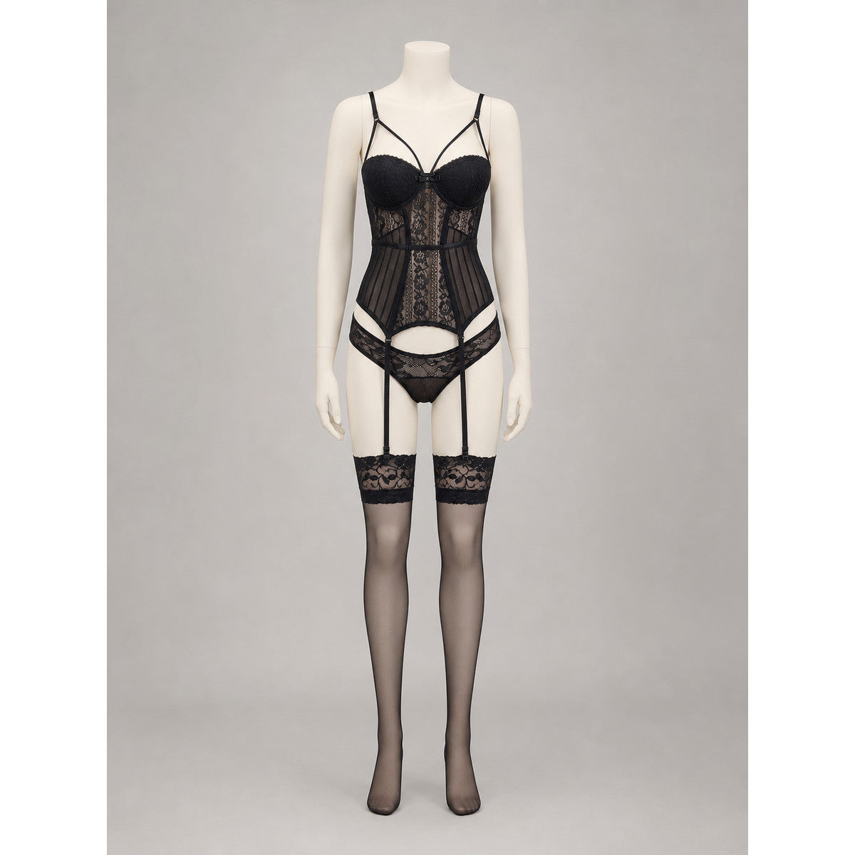 Erotic Lace Bodysuit with Garter Straps