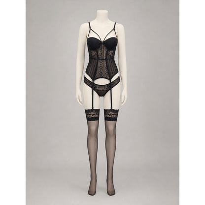 Erotic Lace Bodysuit with Garter Straps