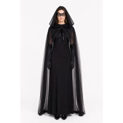 Witch Costume with a Semi-Transparent Cape and Dress