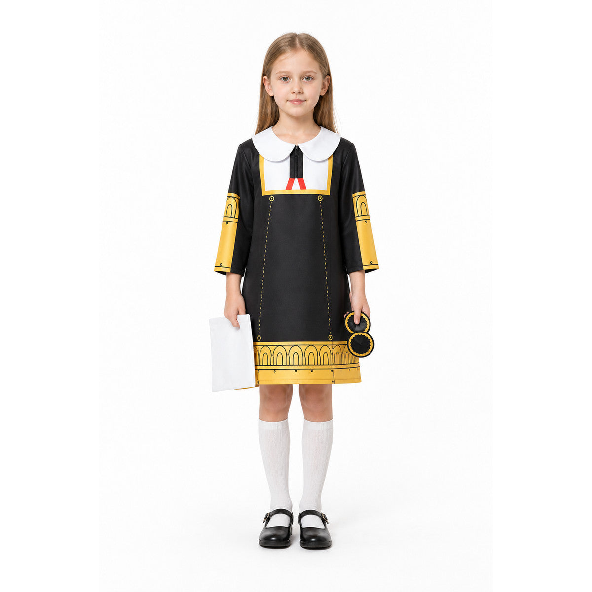 Anya Forger Cosplay Costume, Black Dress with White Collar main product view