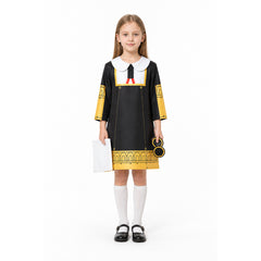 Anya Forger Cosplay Costume, Black Dress with White Collar