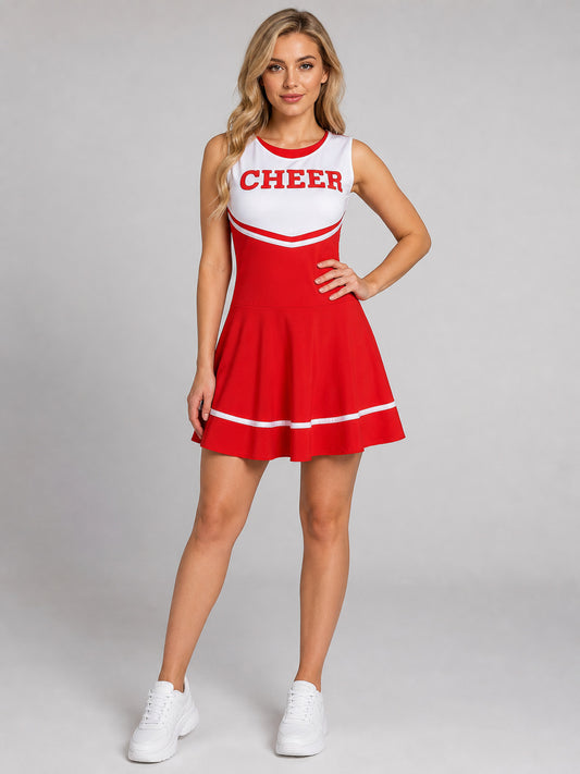 Red and White “Cheer” Stage Performance Dress main product view