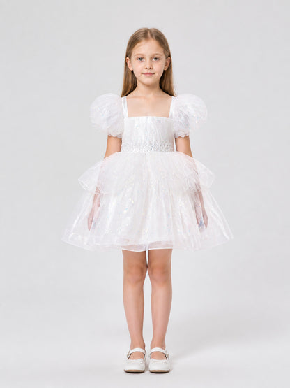 Festive Dress with Sequins, Lace, and Mesh