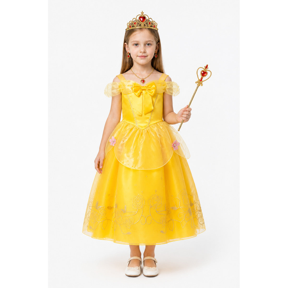 Children’s Carnival Dress with Crown and Floral Embroidery main product view