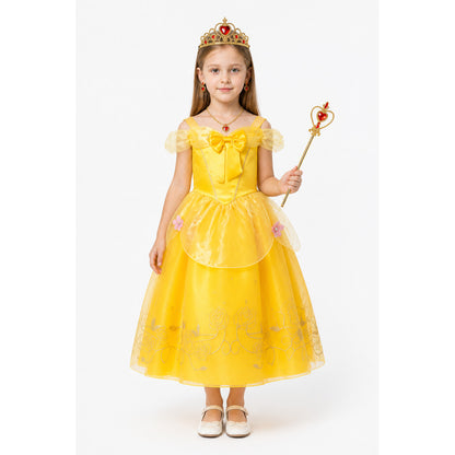 Children’s Carnival Dress with Crown and Floral Embroidery main product view