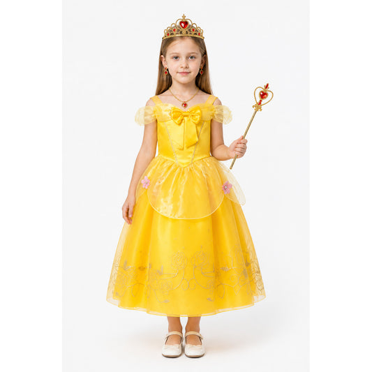 Children’s Carnival Dress with Crown and Floral Embroidery main product view