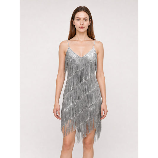 1920s-Style Fringe Dress with Accessory Set
