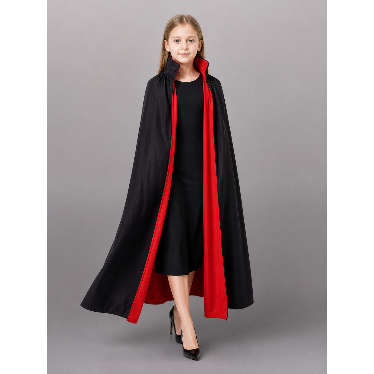 Long Black and Red Gothic Carnival Cloak
