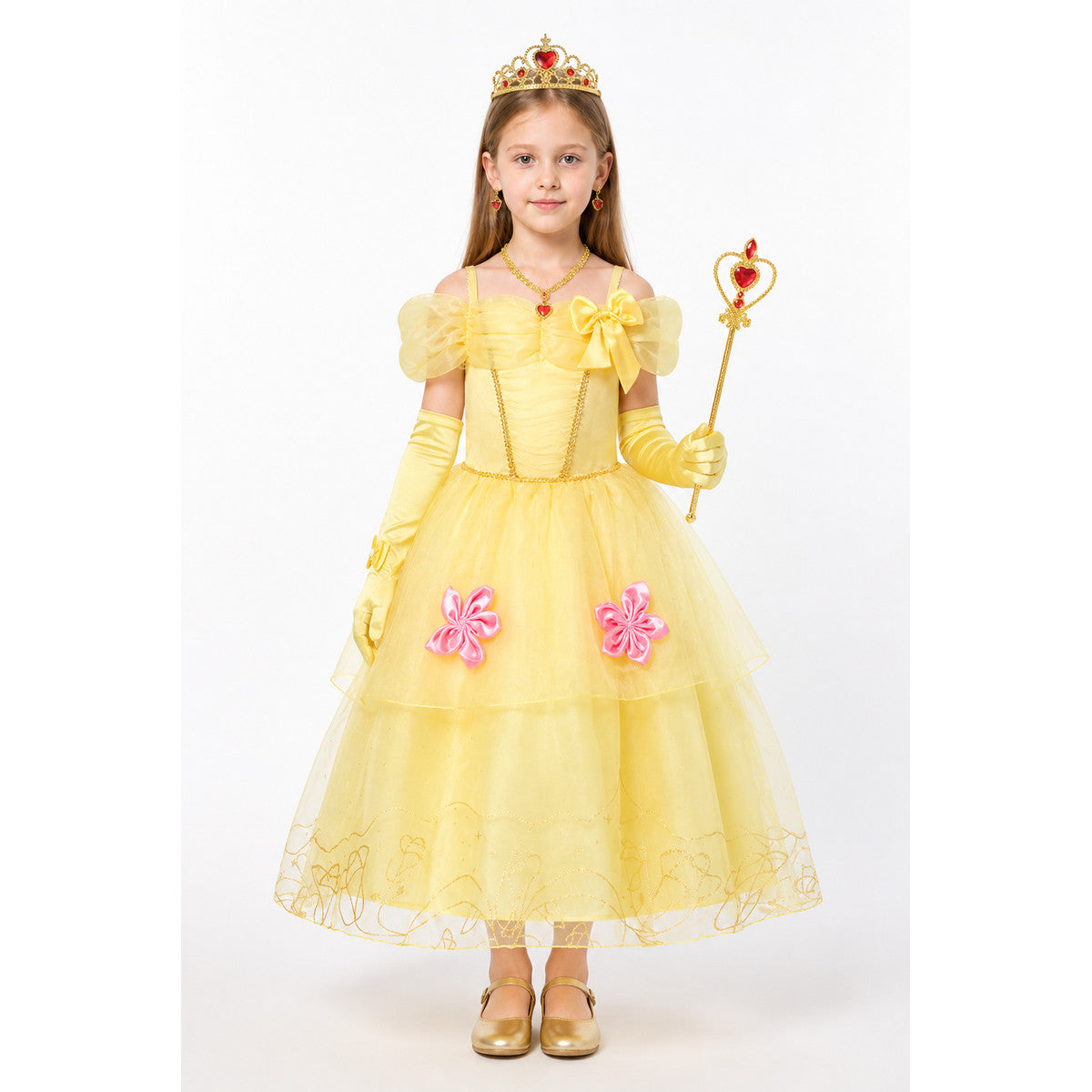 Princess costume with a full skirt and crown for Halloween main product view