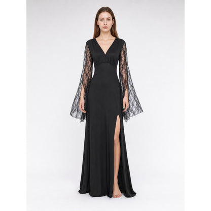 Black Gothic Dress with Lace Sleeves