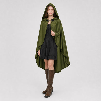 Green Costume Cloak with a Large Hood