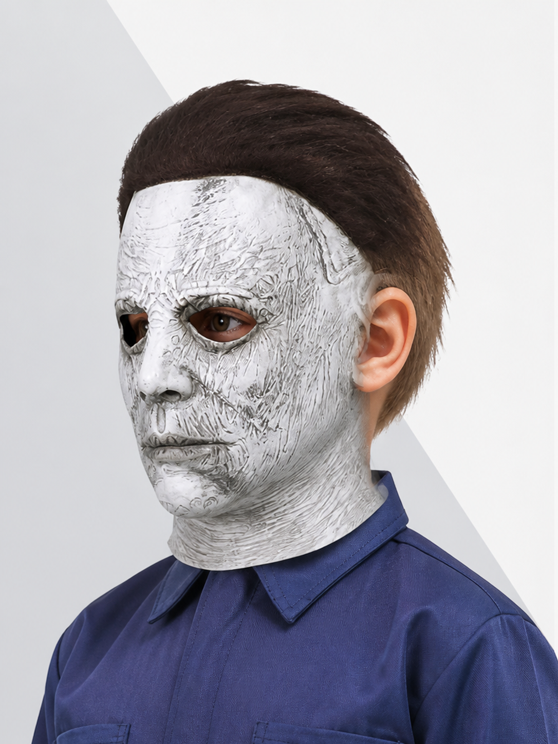 Halloween Carnival Mask with Brown Hair side view