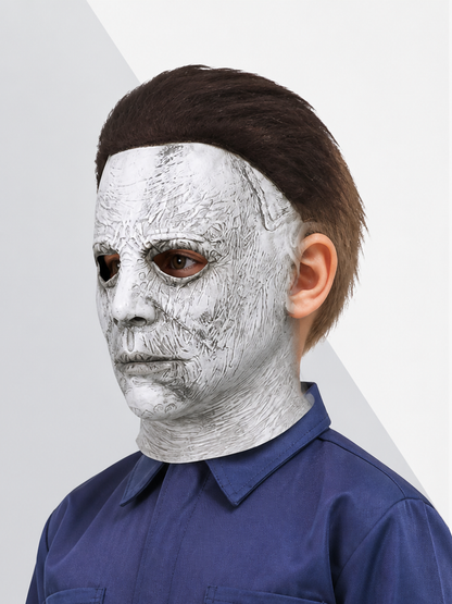 Halloween Carnival Mask with Brown Hair side view