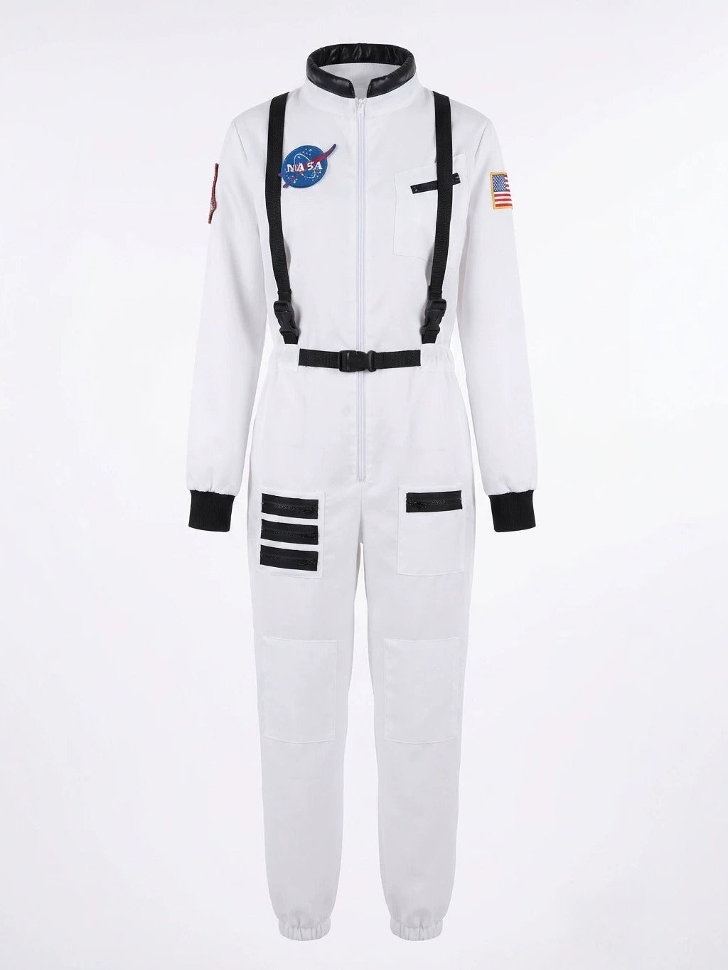 The white astronaut jumpsuit on its own, front view, showing exactly what is included