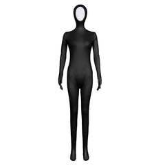 Black Full-Body Hooded Jumpsuit Costume – Unisex Skin-Tight Bodysuit with Face Opening, Attached Gloves & Feet, Kids & Adult Sizes