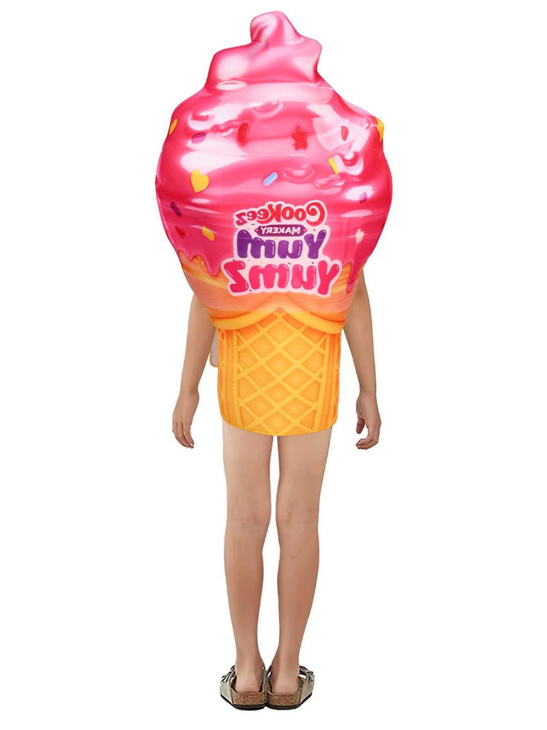 Back view of the kids' ice cream cone costume, printed on the back as well