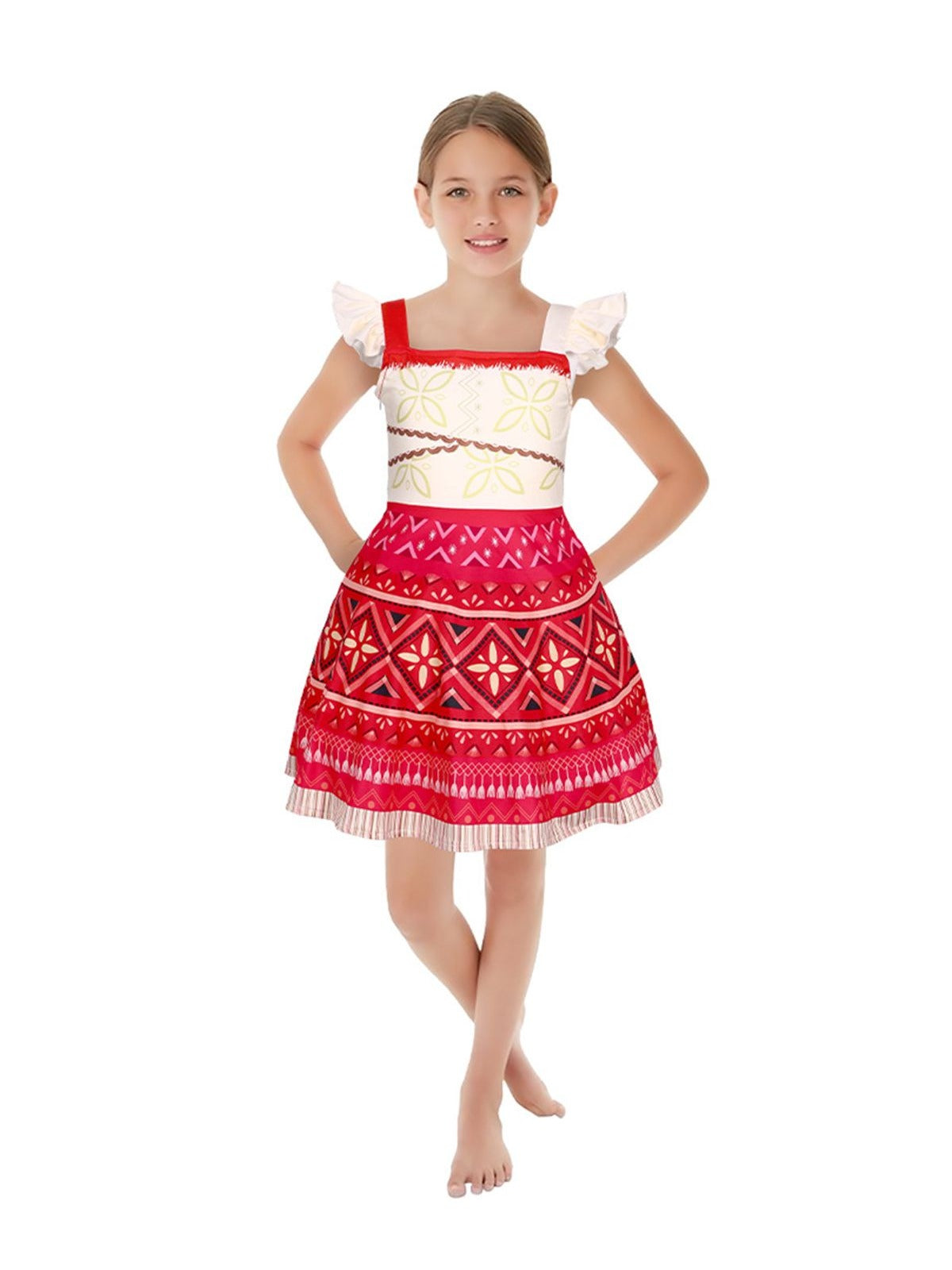 Girls' Moana Dress Costume front view on child model