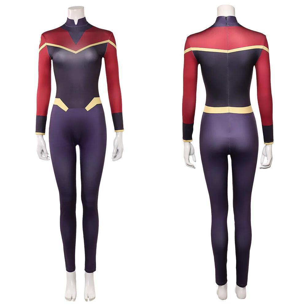 Actual product photo of the jumpsuit on a mannequin, front and back, showing the back zipper
