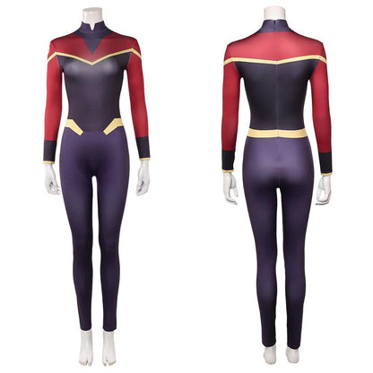 Actual product photo of the jumpsuit on a mannequin, front and back, showing the back zipper
