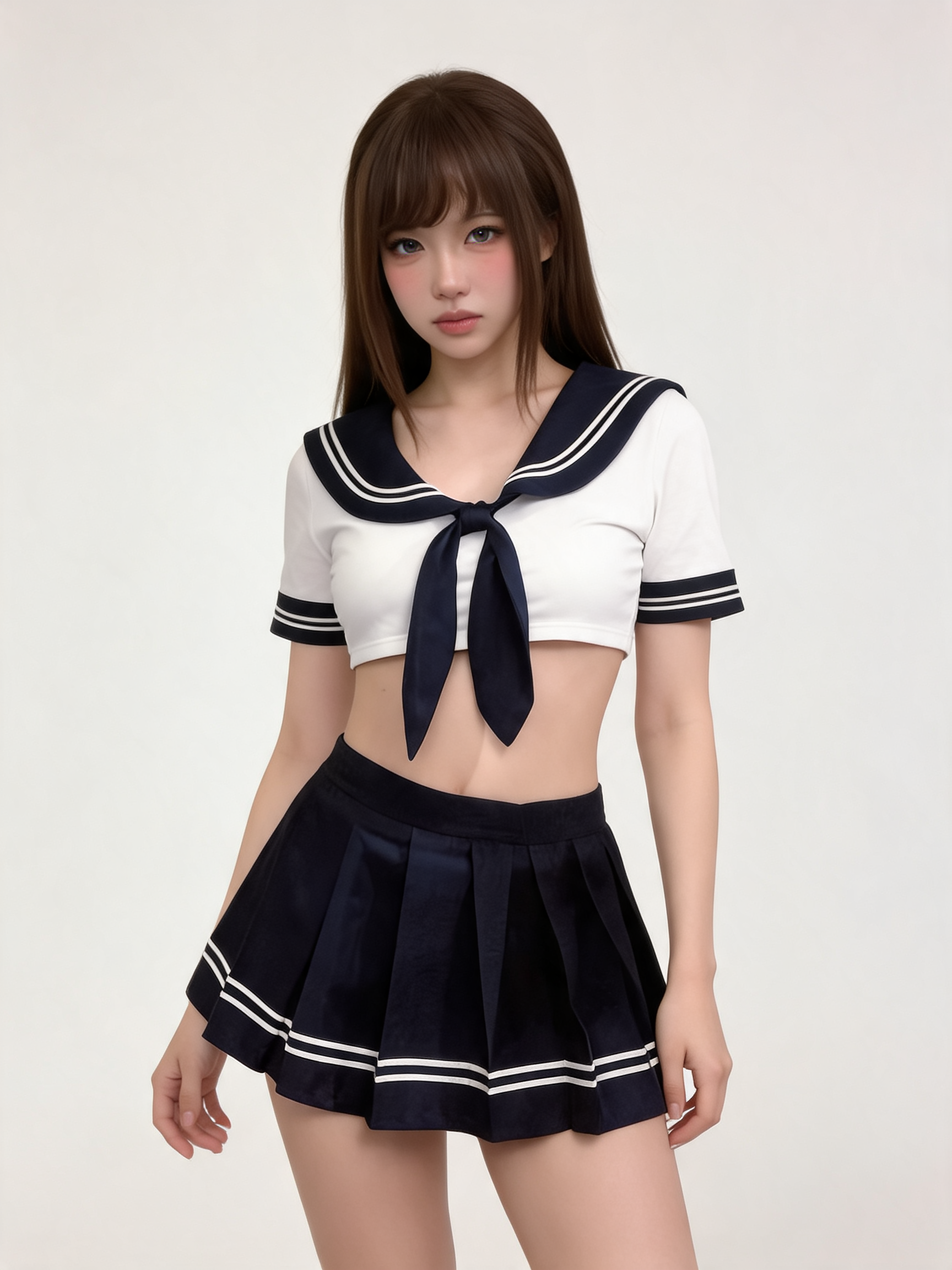 JK School Uniform, White with Blue Tie