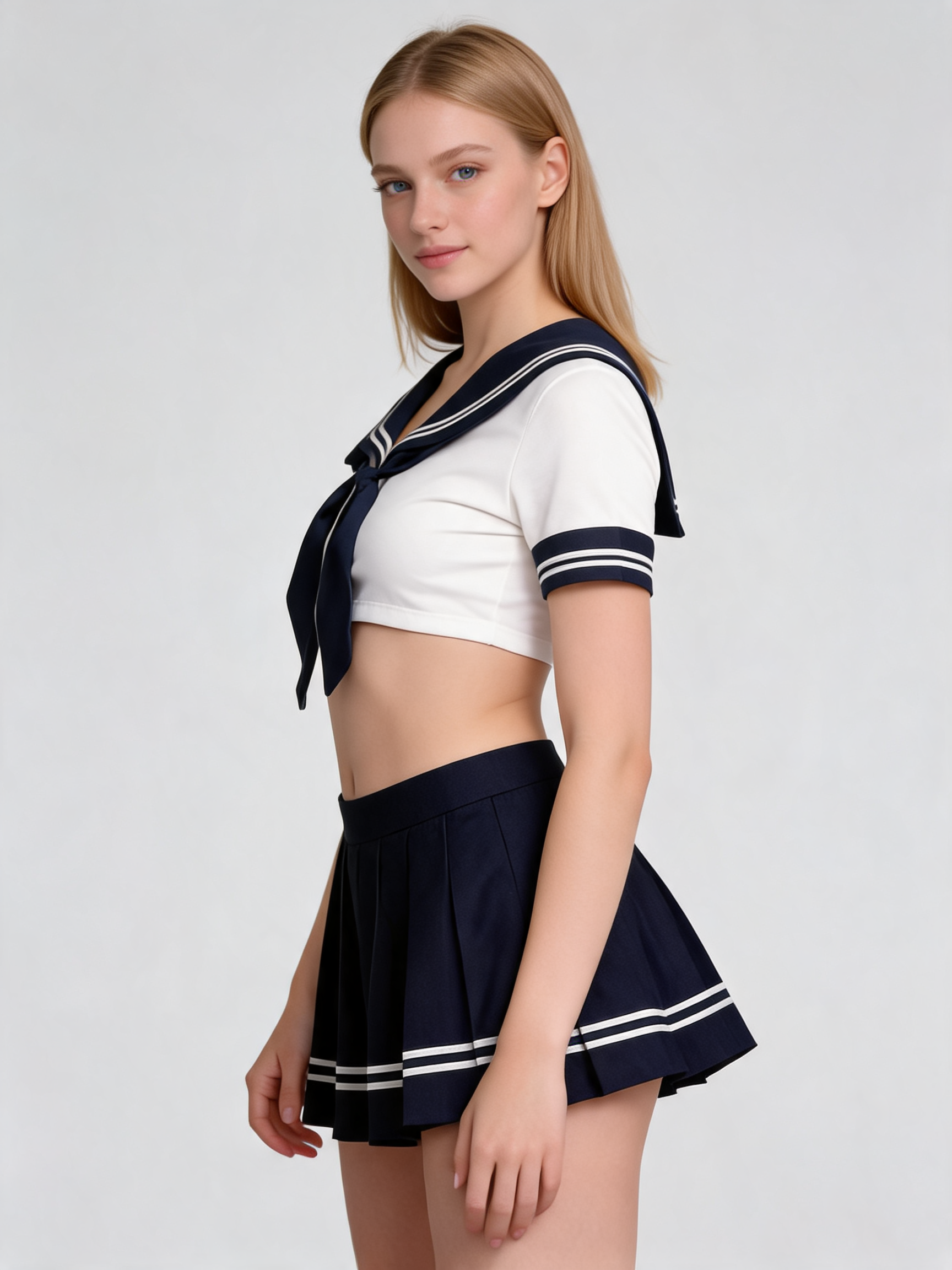JK School Uniform, White with Blue Tie
