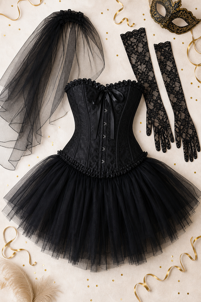 Black corset and tulle skirt masquerade costume