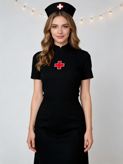 Black Nurse Costume for Halloween Masquerade