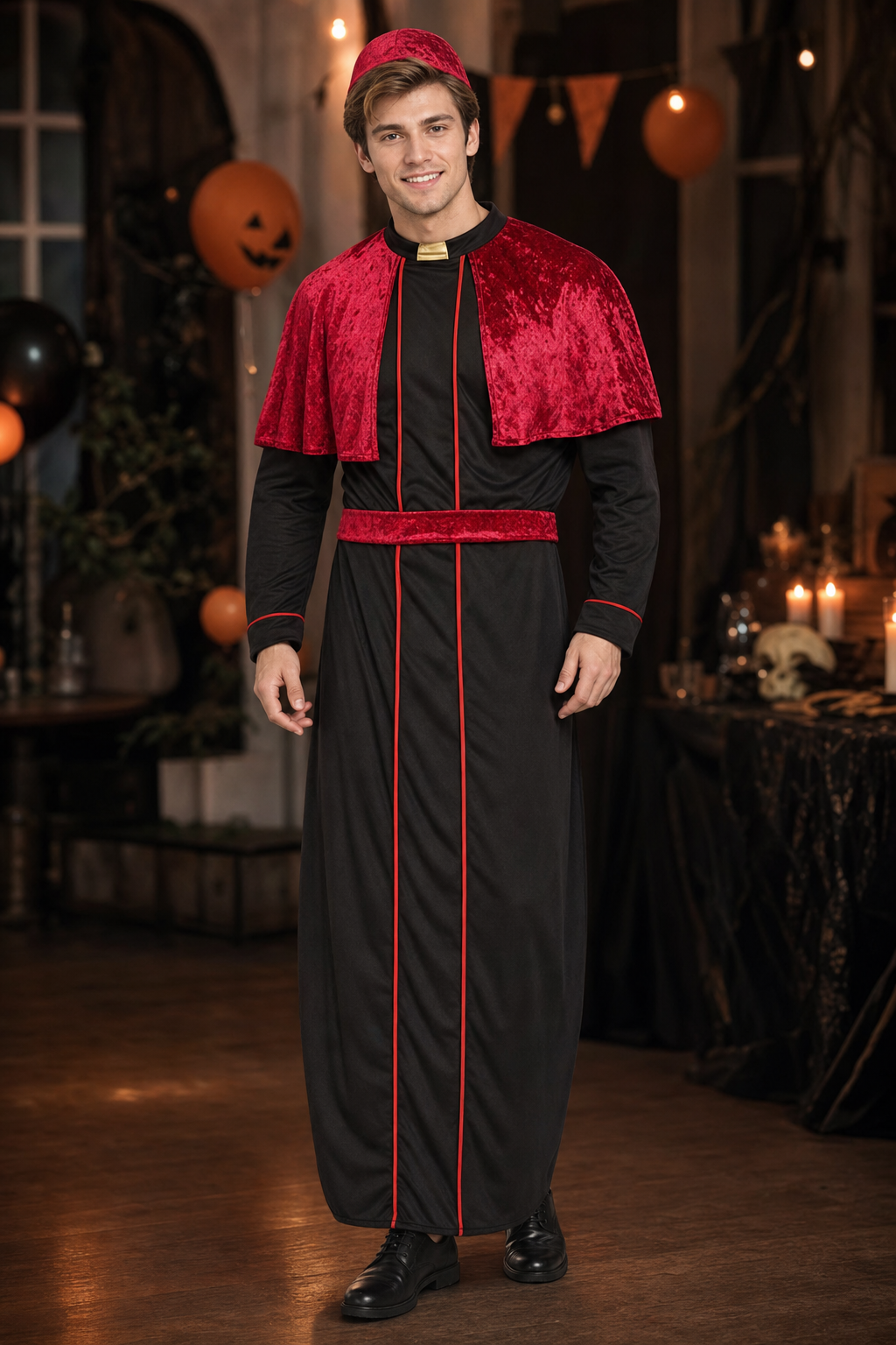 Priest costume with velvet cape