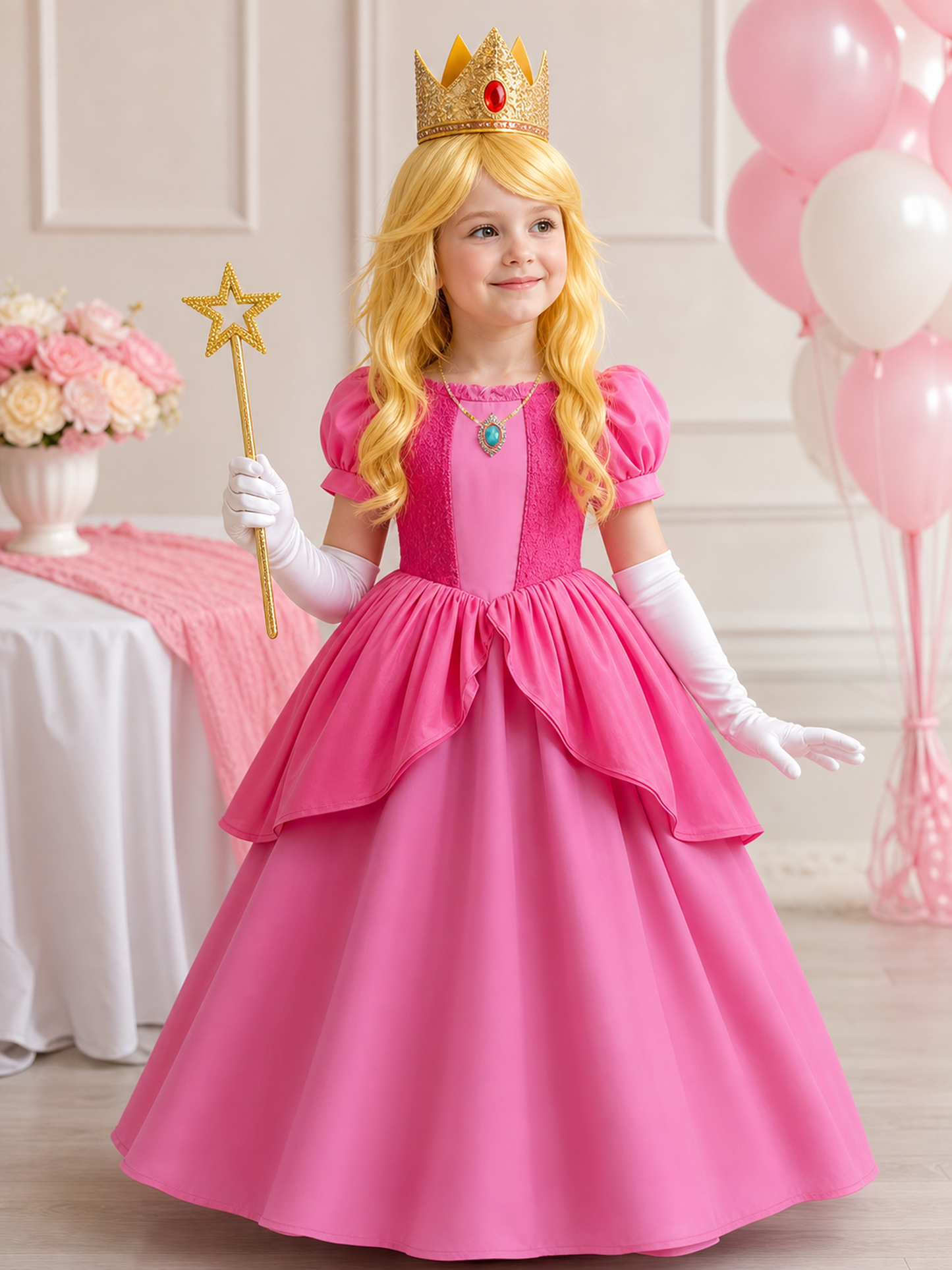 Children's Princess Dress with Crown and Wand