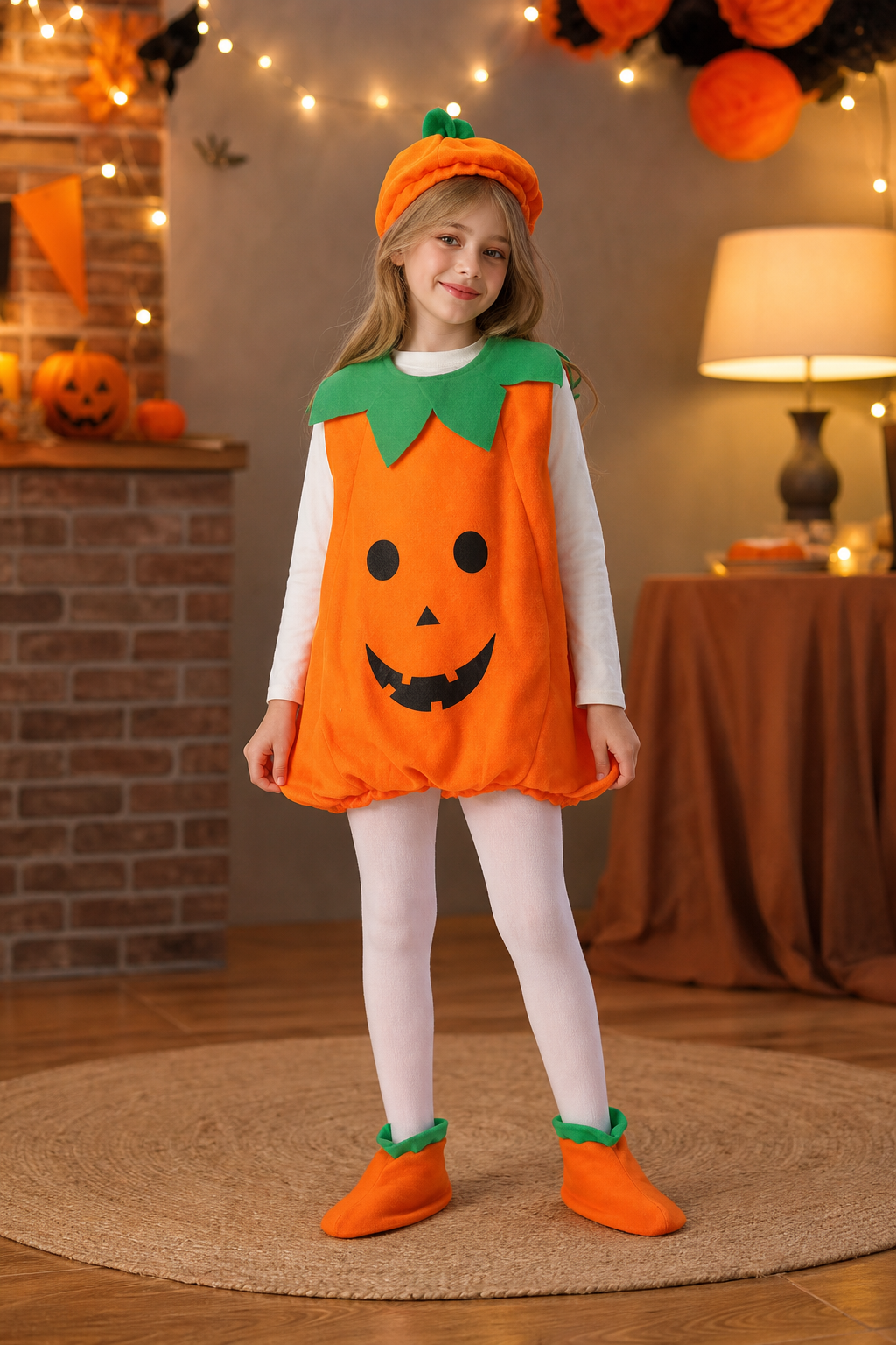 Kids' Pumpkin Halloween Costume, 3 Pieces