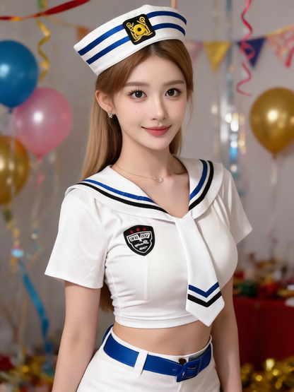 Carnival Sailor Costume, White and Blue Set