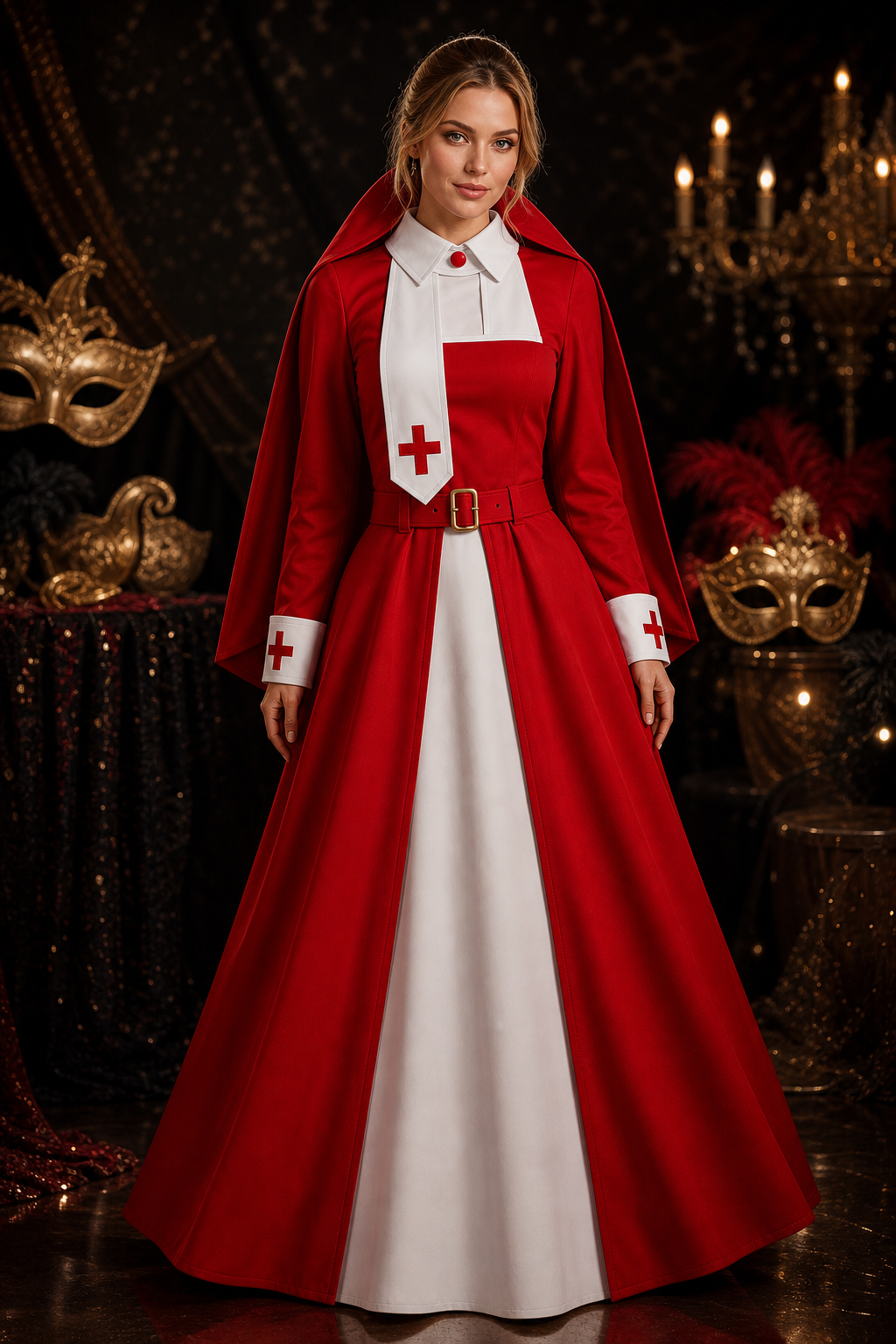 Red Nun Costume Dress for Masquerade Party