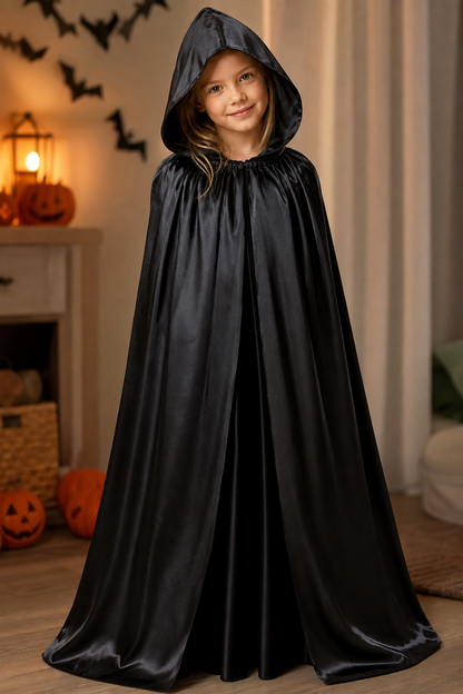 Black Hooded Halloween Costume Cloak
