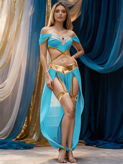 Sky Blue Princess-Style Dress for Carnival and Party
